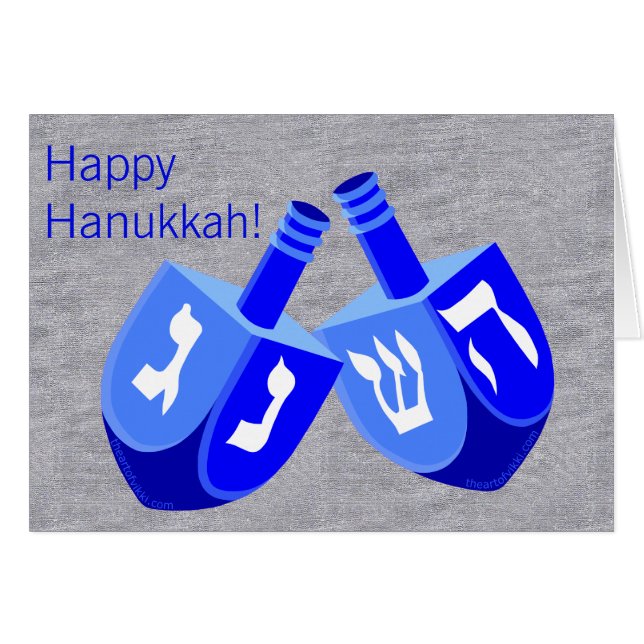Hanoukka Dreidels En Bleu Et Blanc Amusants Pour L (Devant horizontal)