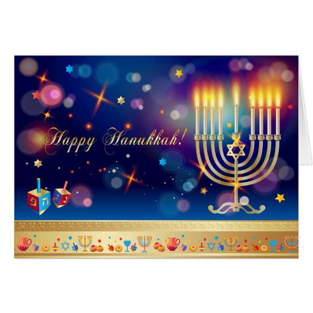 Hanoukka Lights Festival Carte de Menorah (Devant horizontal)