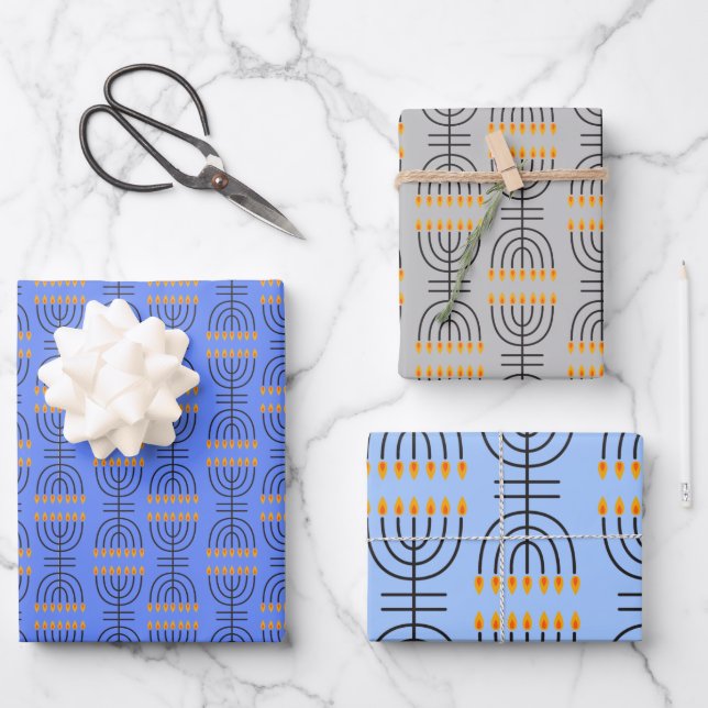 Hanoukka Menorah Abstract Design Papier S (Recto)