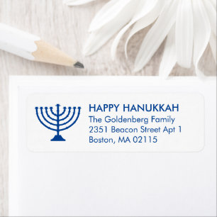 Hanoukka menorah personnalisé bleu blanc simple mo