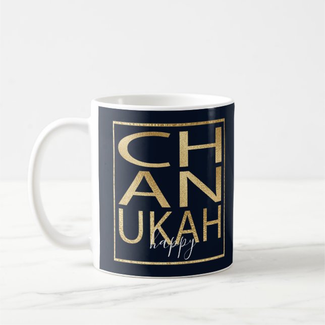 Hanoukka Mug "Chanukah Happy Gold" (Gauche)