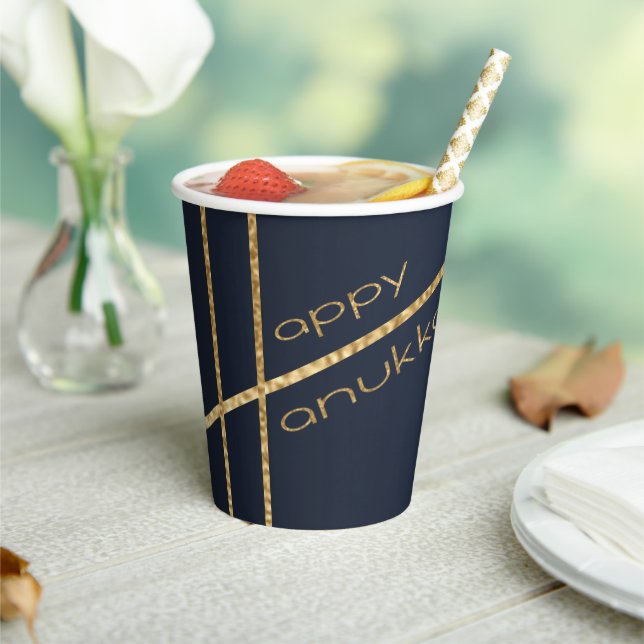 Hanoukka Navy et Gold 8 oz. Gobelets en papier (Insitu)