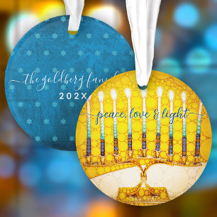 Hanoukka Peace Love Lumière Menorah Keepsaké