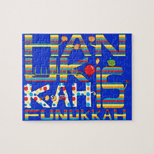 Hanoukka Puzzle pour enfants/Bl "Hanoukka is Funuk (Horizontal)