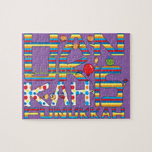 Hanoukka Puzzle pour enfants "Hanoukka is Funukkah (Horizontal)