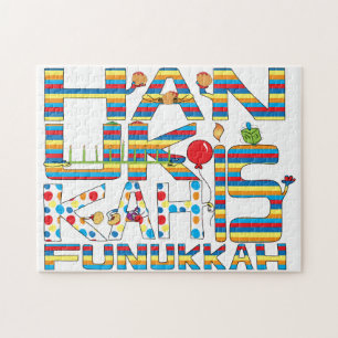 Hanoukka Puzzle pour enfants/Wh "Hanoukka is Funuk