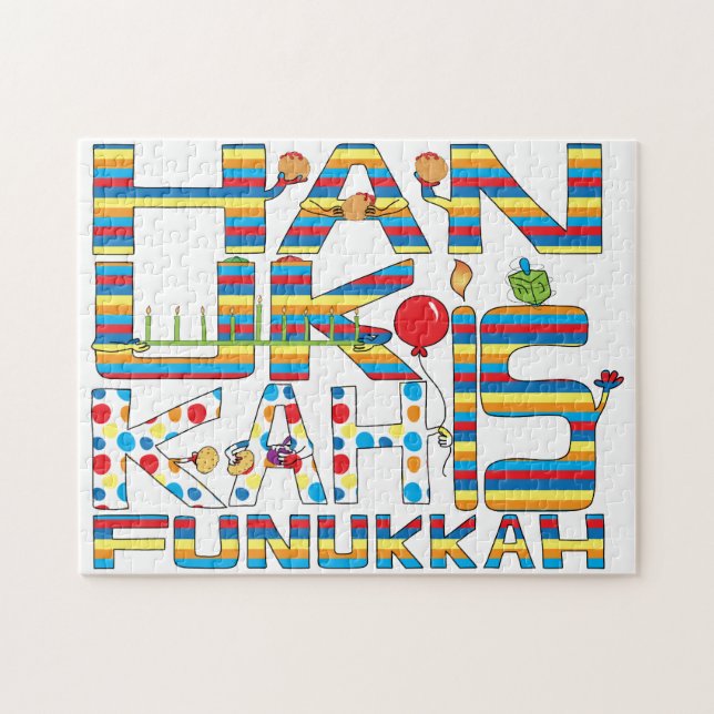 Hanoukka Puzzle pour enfants/Wh "Hanoukka is Funuk (Horizontal)
