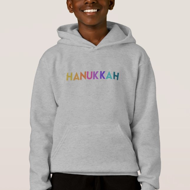 Hanoukka Text Text Boy de couleur vive (Devant)