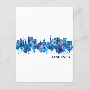 Hanover Germany Skyline Blue Holiday Postcard