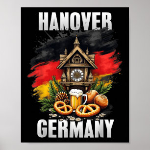 Hanover Germany Souvenir German Flag Travel Poster
