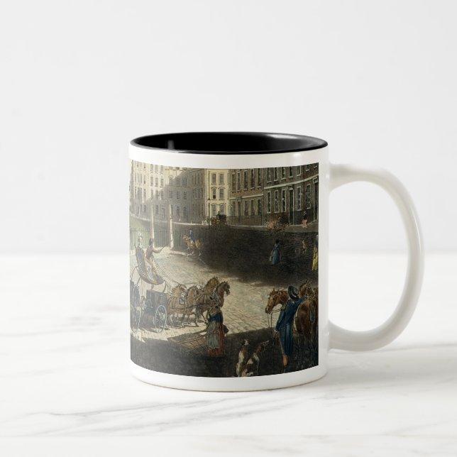 Hanover Square, engraved by Robert Pollard (1755-1 Two-Tone Coffee Mug (Right)