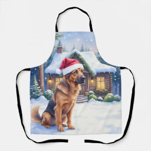 Hanoverian Scenthound Snowy Forest Cabin Santa Hat Apron