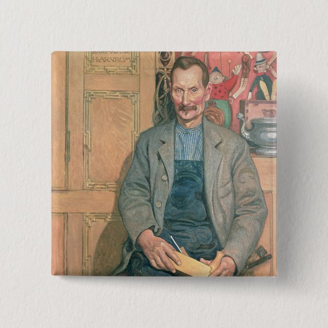 Hans Arnbom, The Carpenter 2 Inch Square Button (Front)
