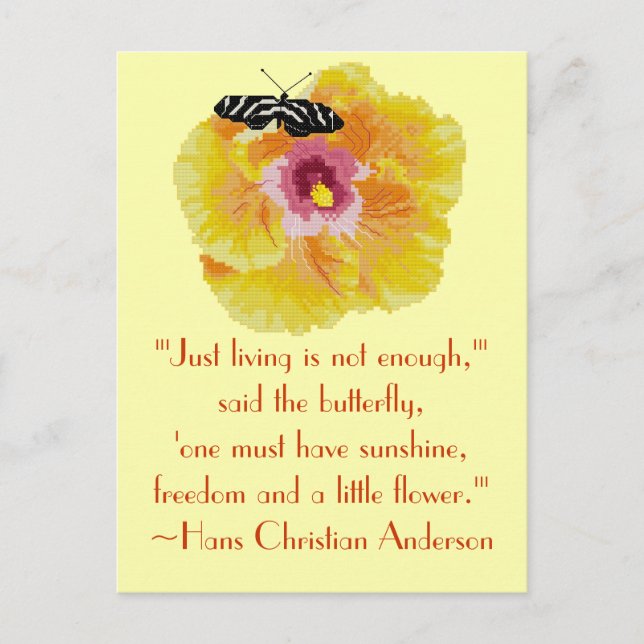 Hans Christian Anderson Butterfly Quote Postcard (Front)