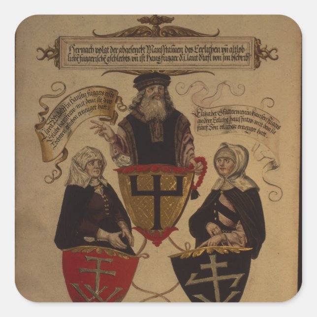 Hans Fugger two wives Clara Widolf and Elisabeth Square Sticker (Front)