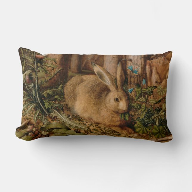 Hans Hoffmann A Hare In The Forest Lumbar Pillow (Front)