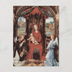 Hans Memling-Madonna,Child Enthroned with Angels Postcard