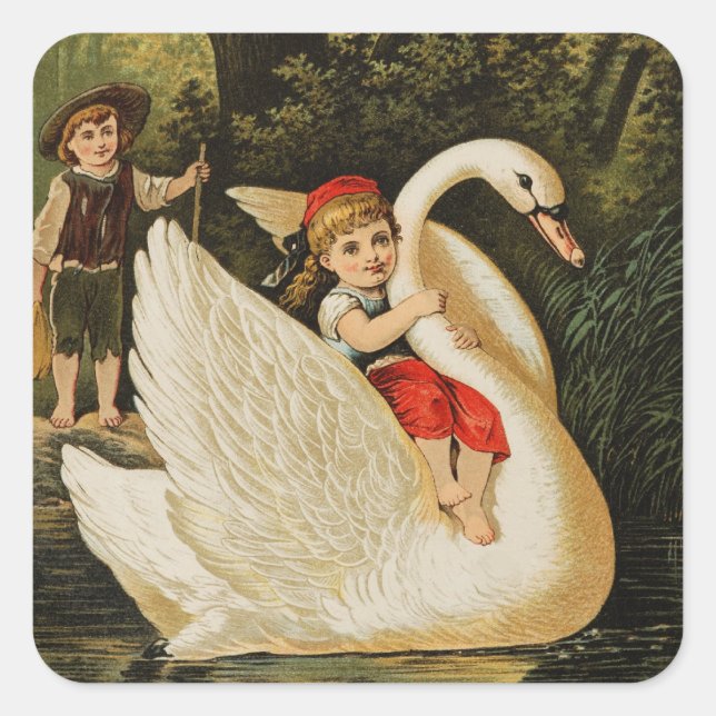Hansel and Gretel and the Swan Square Sticker (Front)