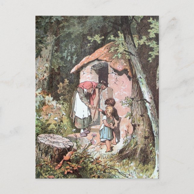 Hansel and Gretel and the Witch at the Door Postcard (Front)