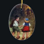 Hansel and Gretel Head Into the Woods Ceramic Ornament<br><div class="desc">Hansel and Gretel follow their father,  the woodcutter,  and their stepmother into the woods in this vintage illustration from a 1921 children's book by artist Frances Brundage.</div>