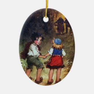 Hansel and Gretel Head Into the Woods Ceramic Ornament