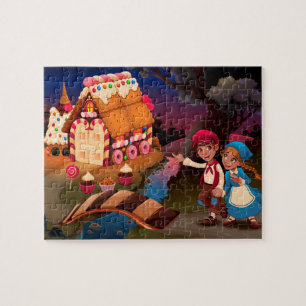 Hansel and Gretel Near The Candy House Fairy Tale Jigsaw Puzzle