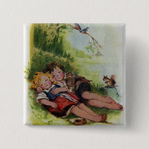 Hansel and Gretel Sleeping in the Woods 2 Inch Square Button