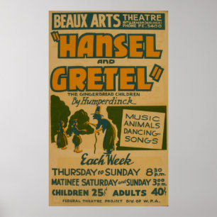 Hansel Gretel WPA Vintage Theatre Poster