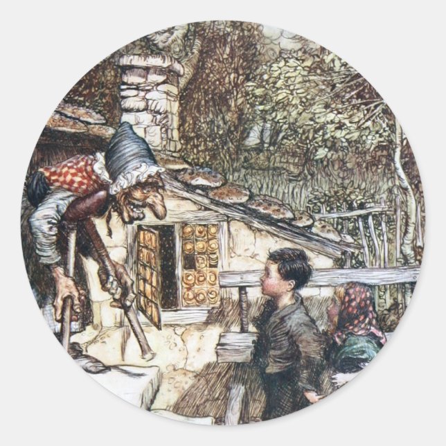 Hansel & Grethel meet the Witch Classic Round Sticker (Front)