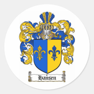 HANSEN FAMILY CREST -  HANSEN COAT OF ARMS CLASSIC ROUND STICKER