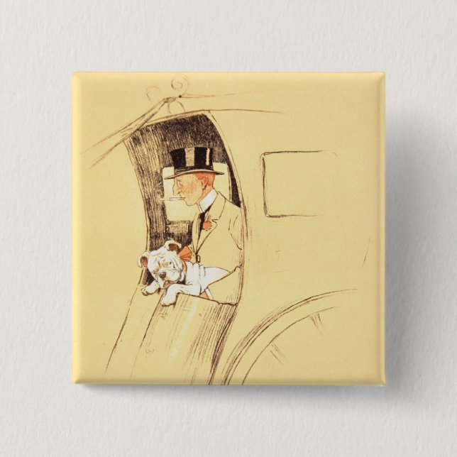 Hansom Cab 2 Inch Square Button (Front)