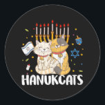 Hanukcats Funny Jewish Hanukkah Jew Family Lover Classic Round Sticker<br><div class="desc">Hanukcats Funny Jewish Hanukkah Jew Family Lover</div>