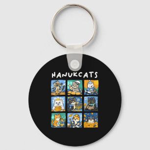 Hanukcats Hanukkah Cat Menorah Jewish Chanukah Gif Keychain