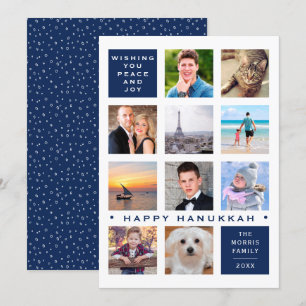 Hanukkah 12 Photo Modern Custom Collage Holiday Card