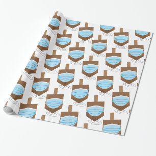 Hanukkah 2020 - Spinning top with face mask Wrapping Paper