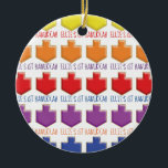 Hanukkah "3D Dreidels" Circle Ornament<br><div class="desc">Hanukkah "3D Dreidels" Circle Ornament. (2 sided) Personalize both sides by deleting text on the ornament and replacing with your own. Then using your favourite font colour, size, and style, type in your own words. Thanks for stopping and shopping by. Much appreciated! Happy Chanukah/Hanukkah! Bring a lot more holiday cheer...</div>