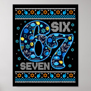 Hanukkah 67 Festive Dreidel Ugly Sweater Jew Six S Poster