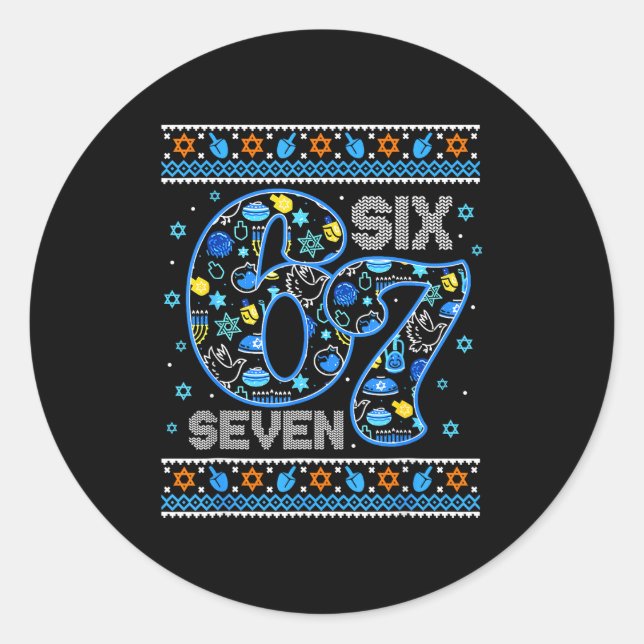 Hanukkah 67 Six Seven Boy Girl Kids 67 Meme Hanukk Classic Round Sticker (Front)
