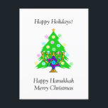 Hanukkah and Christmas Together Holiday Card<br><div class="desc">Christmas gifts and Chanukah menorah ornaments for interfaith families who are Jewish and Christian celebrating both holidays this season.</div>