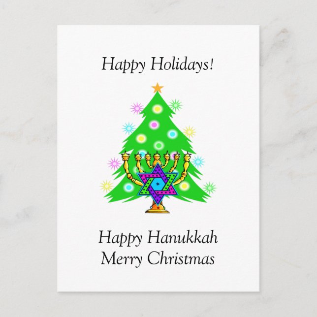 Hanukkah and Christmas Together Holiday Card (Front)