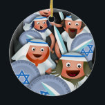 Hanukkah and the Maccabees Ceramic Ornament<br><div class="desc">Cartoon illustration of the brave Maccabees hiding in a cave and making plans of rescue. Jewish festival of Chanukah illustration.</div>