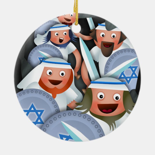 Hanukkah and the Maccabees Ceramic Ornament (Back)