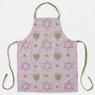 Hanukkah Apron, Hand-Drawn Jewish Holiday Kitchen  Apron