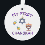 Hanukkah Baby Ornament<br><div class="desc">Celebrate baby's first Chanukah with personalized Hanukkah menorah, dreidels and Jewish Star with adorable "My First Chanukah".</div>