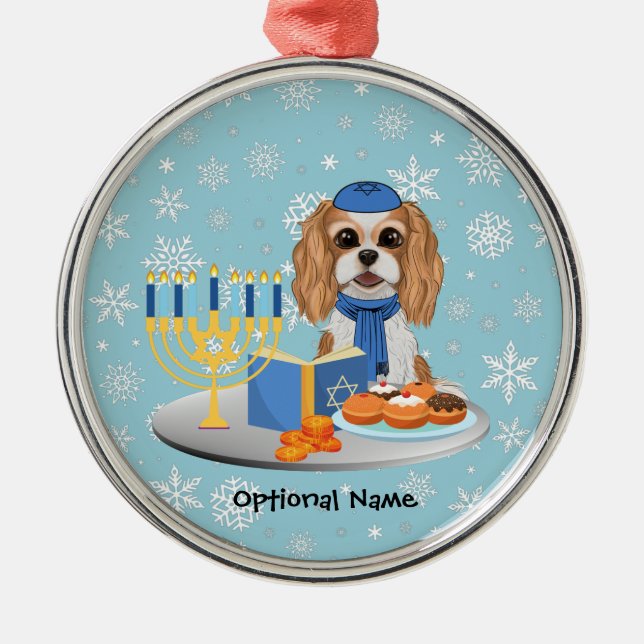 Hanukkah Blenheim Cavalier King Charles Spaniel Wr Metal Ornament (Front)