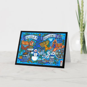 Hanukkah Blessings 7x5 Card