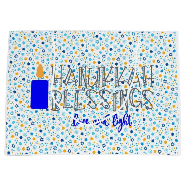 Hanukkah Blessings Large Gift Bag (Front)