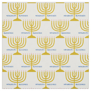 HANUKKAH BLESSINGS Menorah Customizable Text Fabric