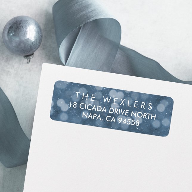 Hanukkah Blue Bokeh Return Address (Creator Uploaded)