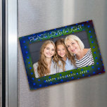 Hanukkah Blue Green Star of David Peace Love Light Magnetic Frame<br><div class="desc">“Peace, love & light.” Playful, modern, blue artsy Stars of David overlaying a rich, deep green textured background help you usher in the holiday of Hanukkah. Feel the warmth and joy of the holiday season whenever you use this colourful, graphic Hanukkah magnetic frame with your favourite photo. Matching cards, envelopes,...</div>